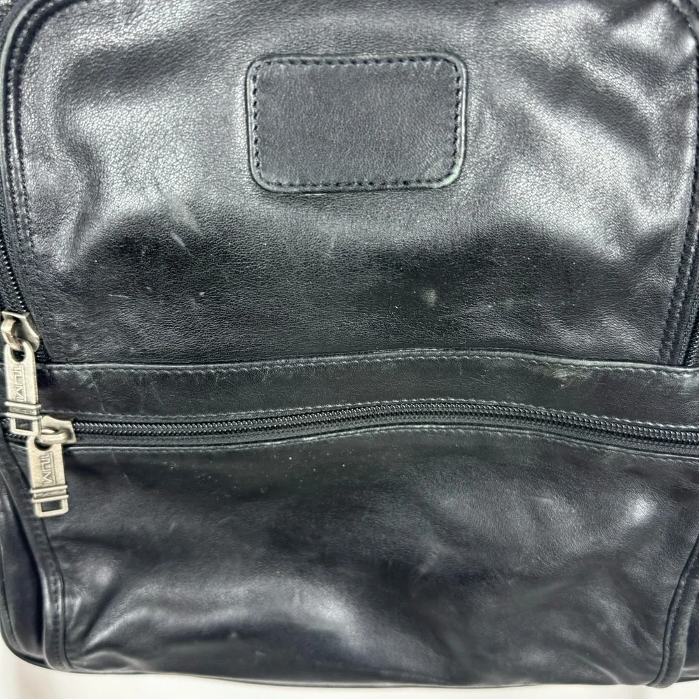 Tumi Black Napa Leather Deluxe Luxury Backpack  Model 9640D3 Laptop Work Travel